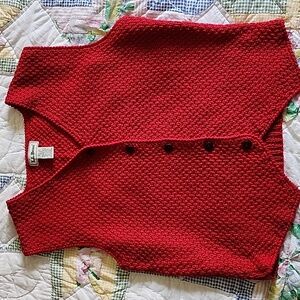 Vintage L.L. Bean Linen Cotton Knit Button Front Sweater Vest